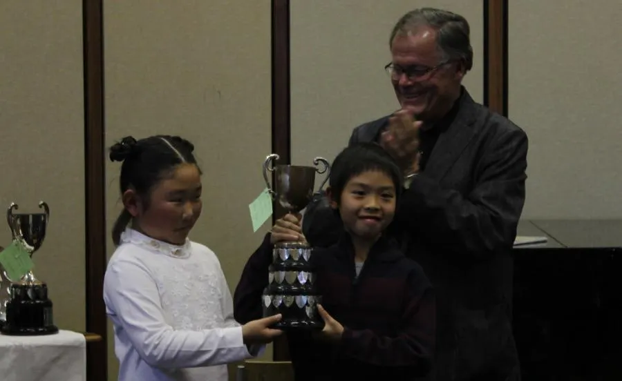 Student pianist performing