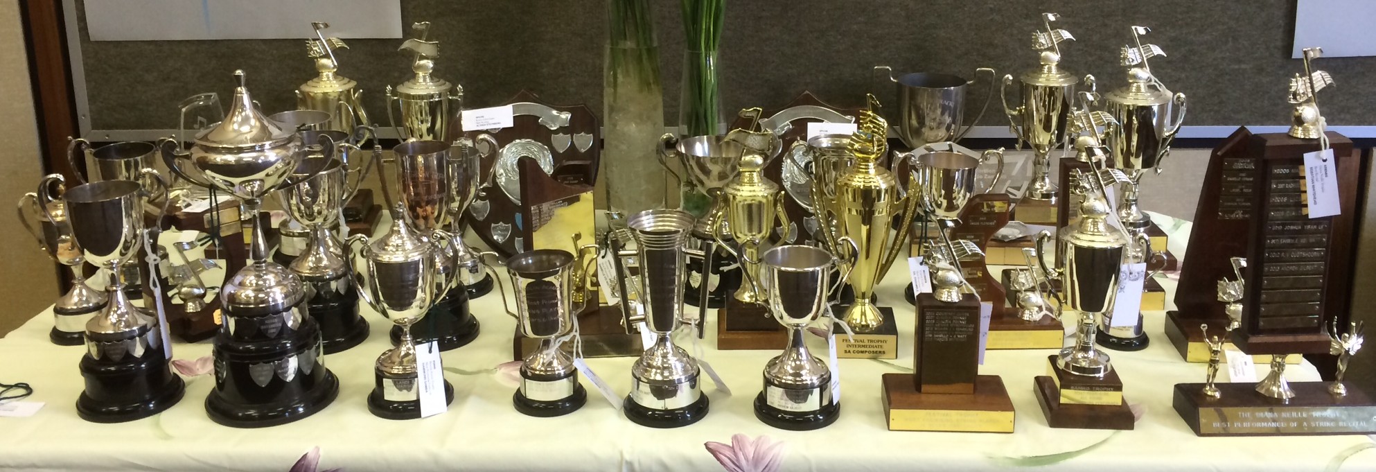 Collection of trophies awarded at the SASMT Johannesburg Festival